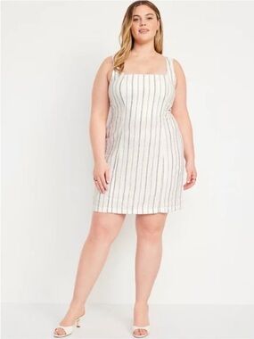 Old Navy Linen Blend Striped Mini Dress L Sleeveless Summer Casual